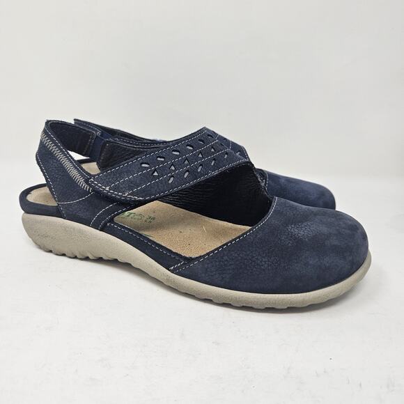 NAOT Shoe W 36 5-5.5 Kapua Stone Nubuck Leather Slingback Mary Jane Blue S17 - Picture 1 of 7